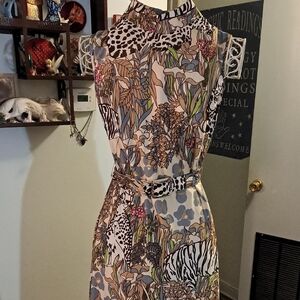 Vintage Elfride For Twiggs Psychadelic Jungle Cat Dress, Sz S/M